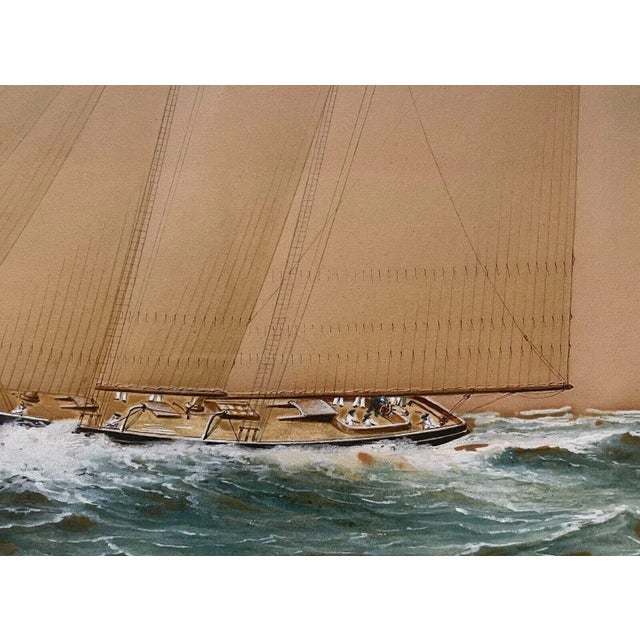 Brown Antique C Mcknight Smith 1896 America's Cup Sailboat Racing Sailing Painting For Sale - Image 8 of 11