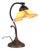 Vintage Desk Lamp in Wrought Iron with Yellow Frosted Glass Shade, 1930s For Sale