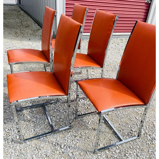 Vintage Mid Century Dining Chairs in the Manner of Milo Baughman/Set of Six. For Sale - Image 4 of 11