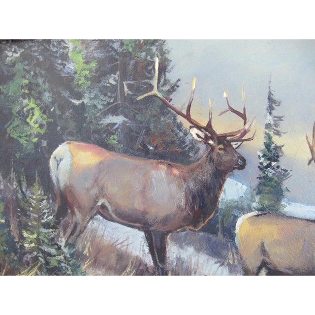Rustic William Bill Bailey Montana Mountain Landscape 2 Bucks Framed Oil Painting For Sale - Image 3 of 7