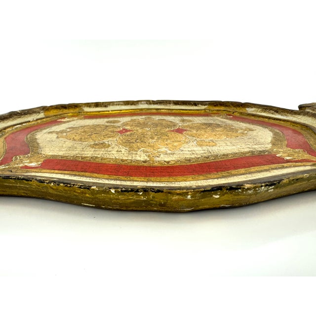 Rustic European 1970s Vintage Hand-Painted Italian Florentine Wood Tray For Sale - Image 3 of 9