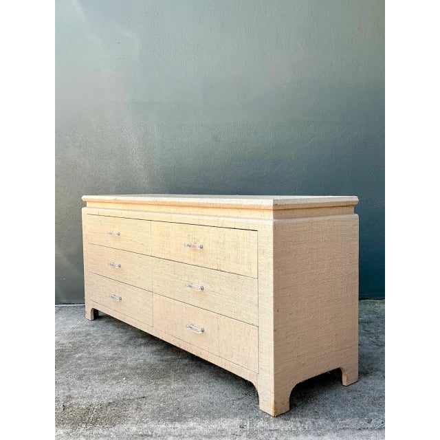 Vintage Grasscloth and Lucite Dresser For Sale - Image 11 of 14