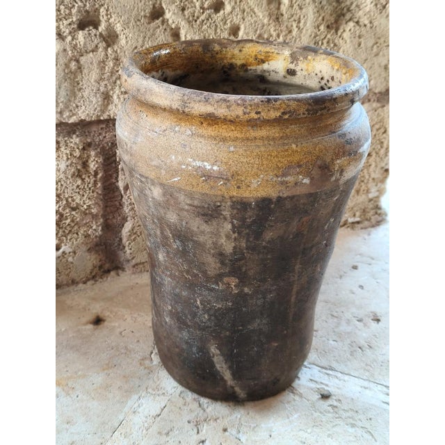 Antique Smoked Terracotta Vase with Ochre Glazed Rim, Southern Italy, 1890s For Sale - Image 6 of 9