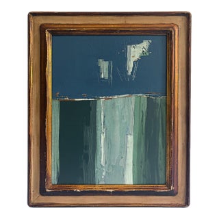 “River Moss" Abstract Art in Antique Frame, Transitional Living Room Art by JTS For Sale