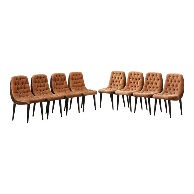1940s Aldo Tura Goat Skin Tufted Dining Chairs- Set of 8 For Sale