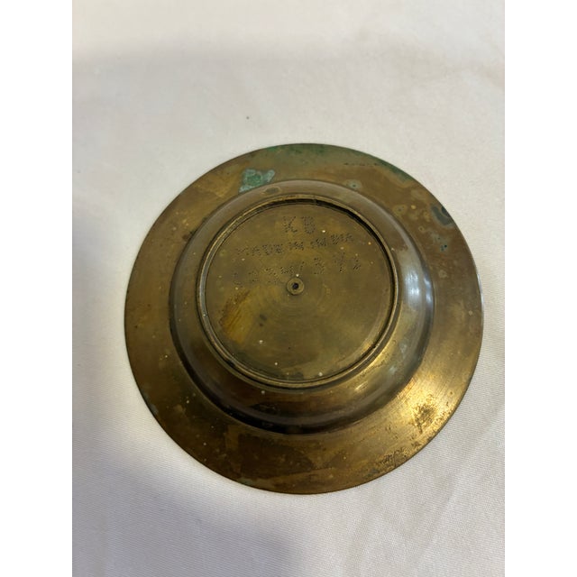 Brass Vintage Indian Brass Trinket Dish With Etched Floral Detail For Sale - Image 8 of 8
