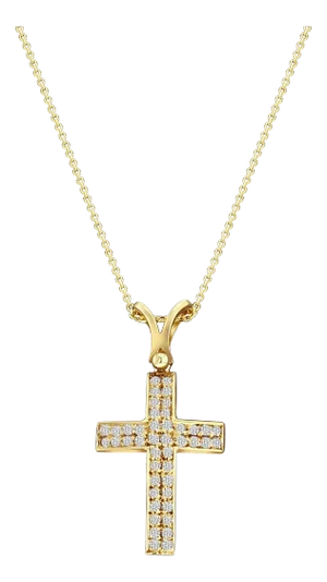 Diamond Antique Cross .90cttw 14k Yellow Gold