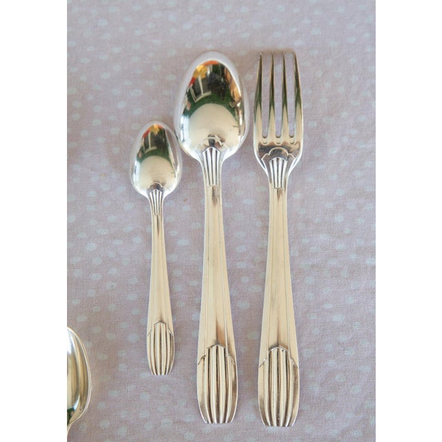 Silver French Art Deco Silver-Plated Cutlery Set for 12, 1930-1940s, Set of 37 For Sale - Image 8 of 12
