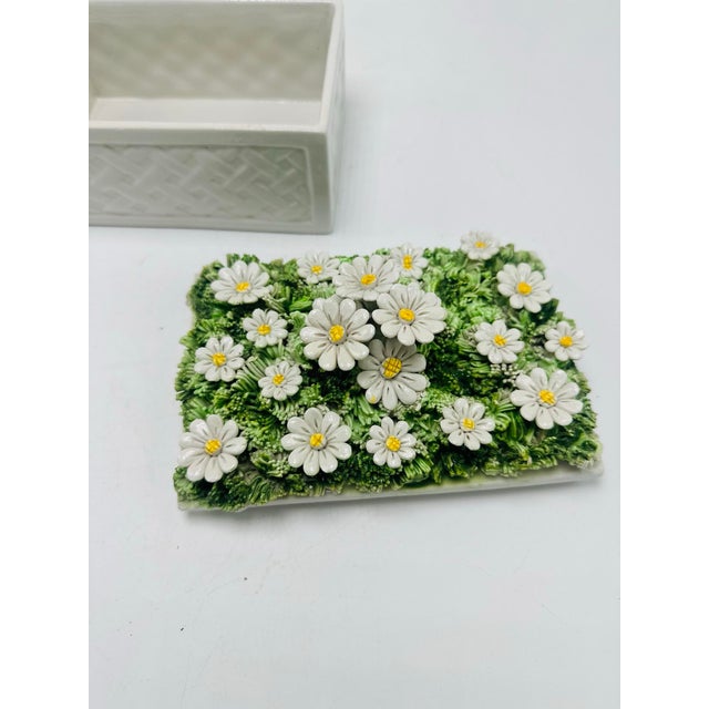 Vintage Italian Ceramic Box With Flowers For Sale In Charleston - Image 6 of 9