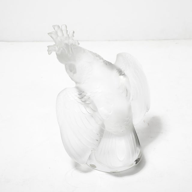 Mid-Century Modernist Sculptural Crystal Cockatiel Sculpture Signed Lalique For Sale In New York - Image 6 of 18
