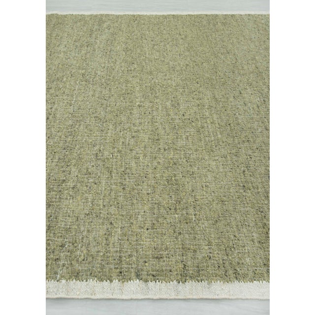 8x10 Natural Wool Jute Cream Green Solid Premium Rug For Sale - Image 4 of 17