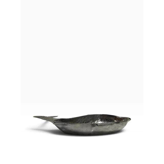 1970s 1976 Vintage Arthur Court Cast Aluminum Fish Dish With Carnelian Eye For Sale - Image 5 of 7