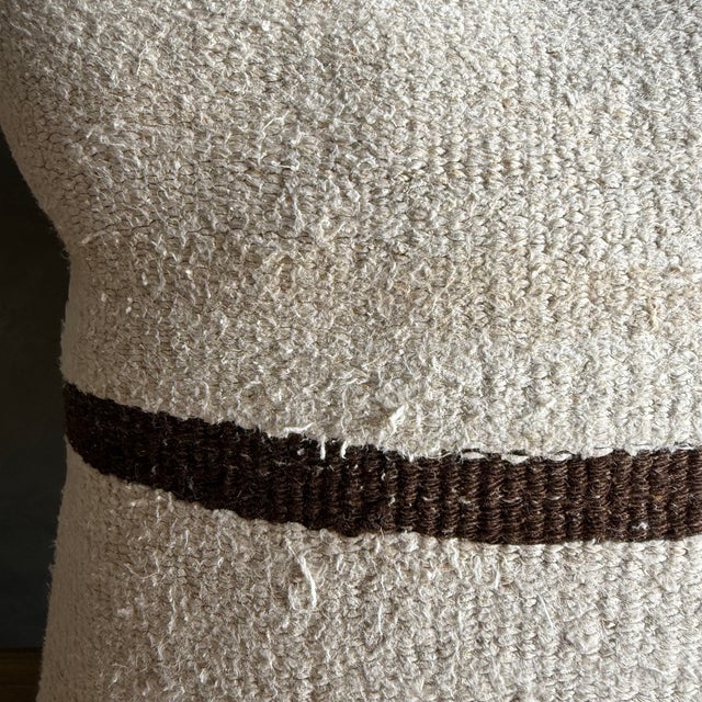 Vintage Rug Pillow Cover With Stripes For Sale - Image 4 of 7