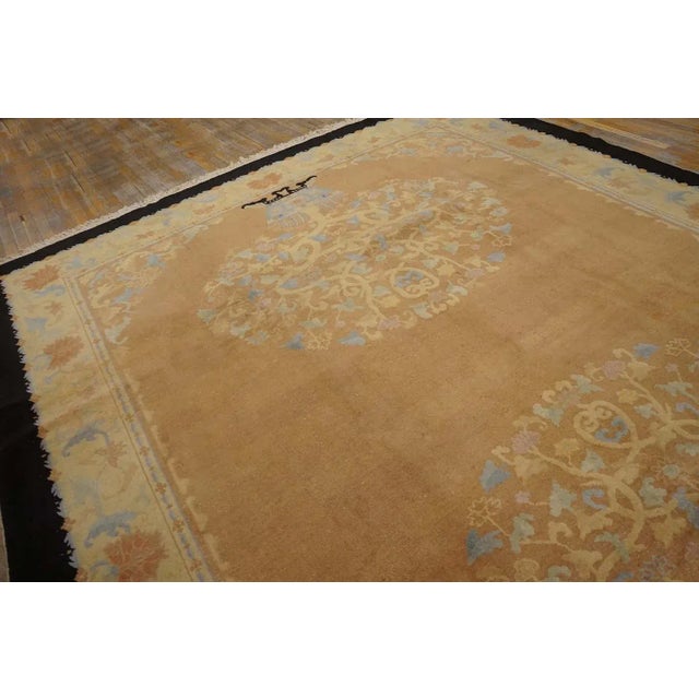1920s Peach Vase Floral Antique Chinese Art Deco Carpet 9' X 11' 6" Knotted Wool Rug For Sale - Image 4 of 9