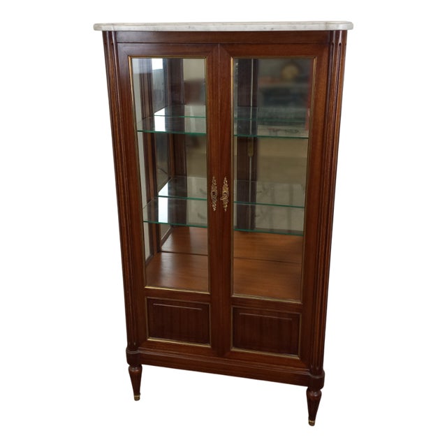 Louis XVI Mahogany Showcase, 1950s For Sale