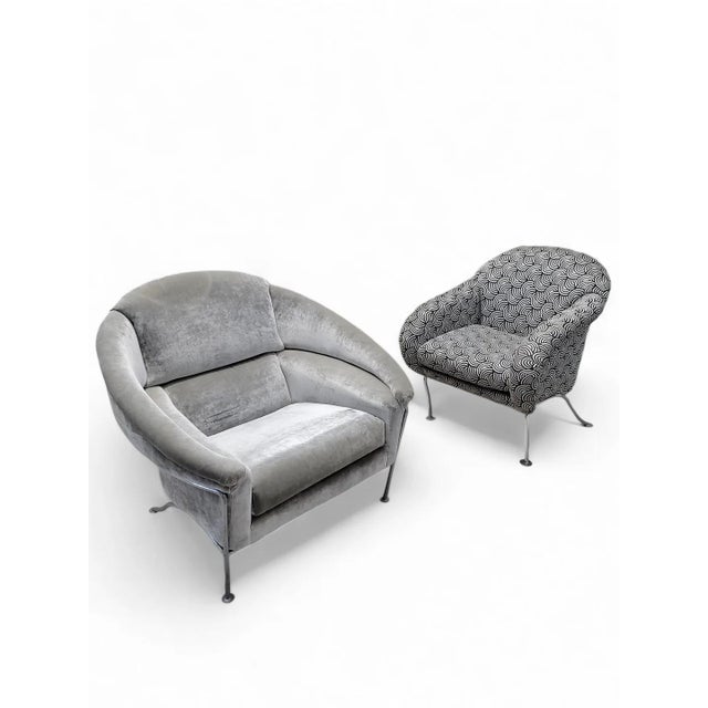 Vintage Postmodern Milo Baughman Boldido Style Lounge Chair in Velvet For Sale - Image 9 of 9