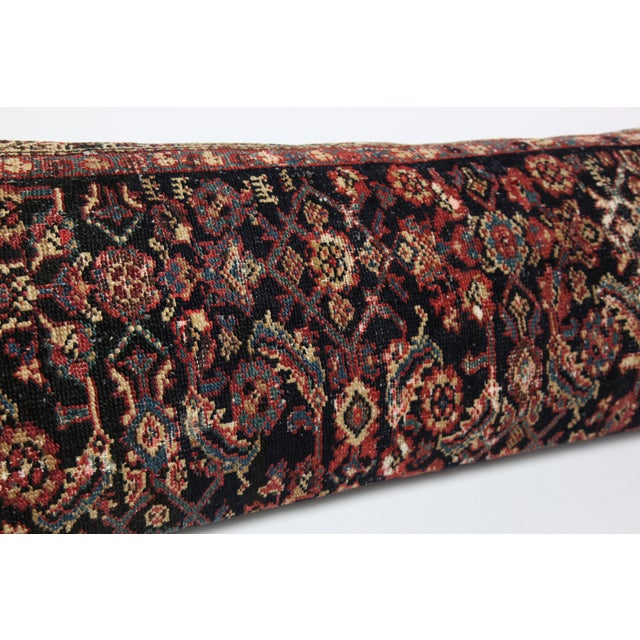 Antique Hand Knotted Navy Blue Persian Rug Pillow Cushion Cover -14'' X 42'' For Sale - Image 9 of 10