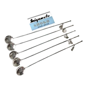 1960s Mid-Century Modern Japanese Sterling Silver Cocktail or Iced Tea Straws- Set of 5