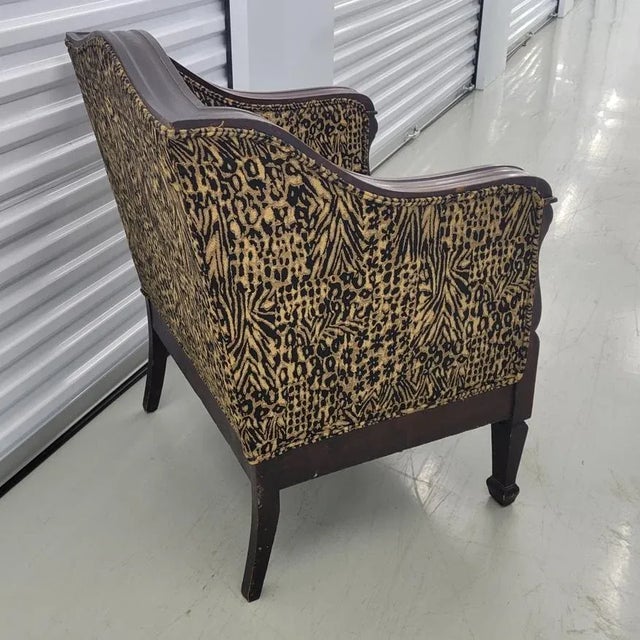 American Empire–Style Mahogany Club Chair With Custom Animal Print Upholstery For Sale In Raleigh - Image 6 of 9