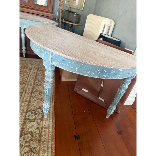 Mid 1800s Antique French Demilune Pair For Sale - Image 4 of 5