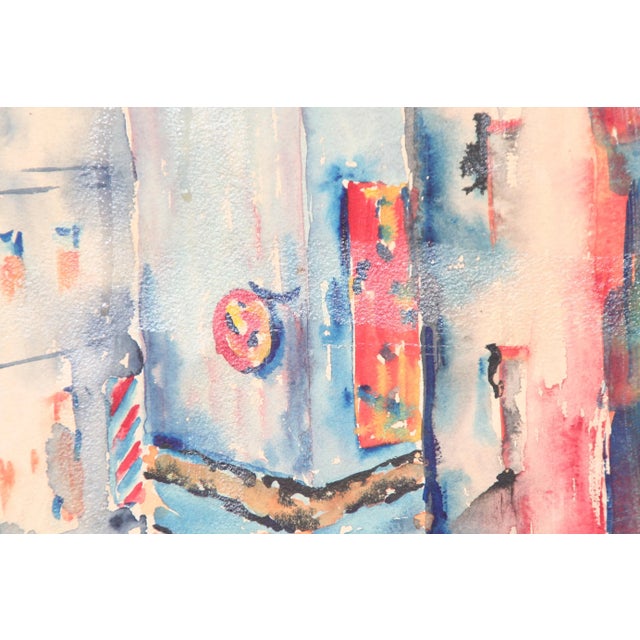 Vintage Abstract Fauvist Colorful Cityscape Painting For Sale - Image 4 of 9