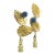 Vintage Italian Tole Leaf Lamp Finials, Absolutely Unique, Blue Glass and Gold, Pair For Sale