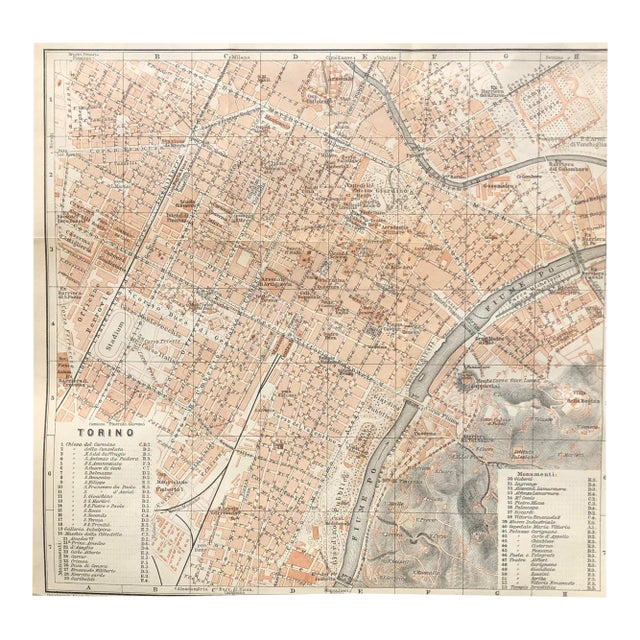 1910s Antique Italian Map of Turin For Sale