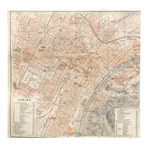 1910s Antique Italian Map of Turin