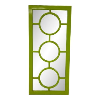 Modern Geometric Green Lacquer Wall Mirror For Sale