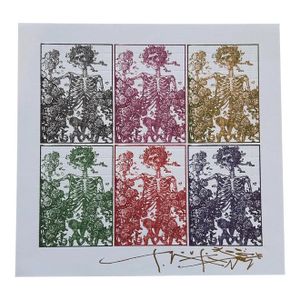 Stanley Mouse Signed "Bertha" Skull & Roses Blotter Art | Multi-Color Printed, Grateful Dead Icons C .2000