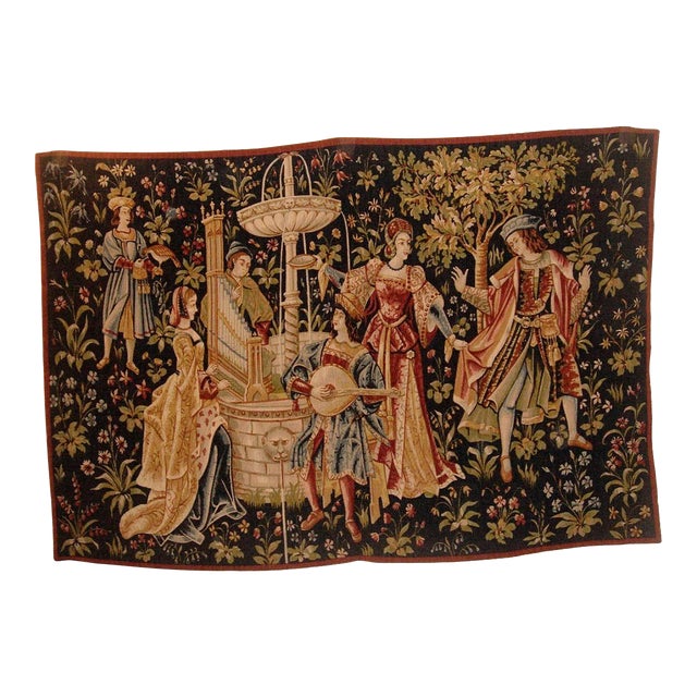 Medieval Style Tapestry - Concert Near Fountain For Sale