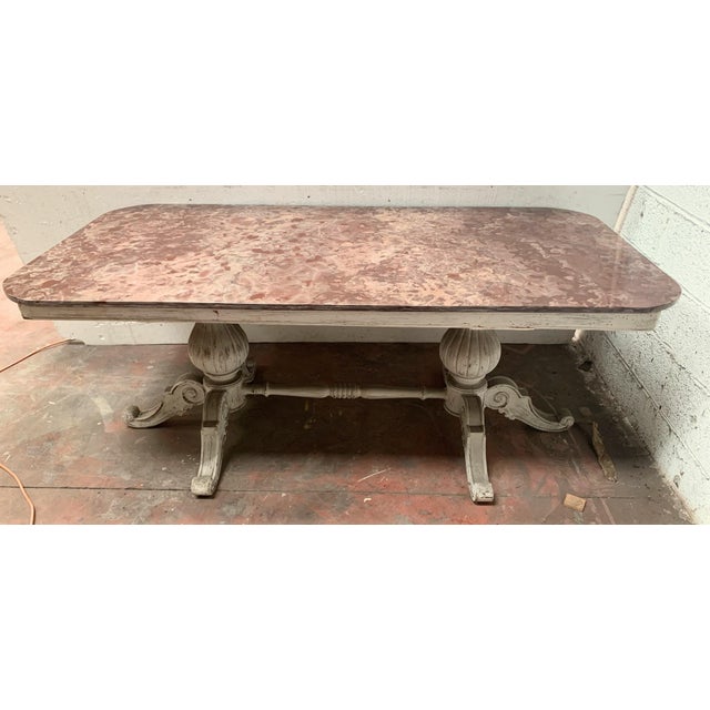Brown Louis Philippe Table with Marble Top, 1900s For Sale - Image 8 of 8