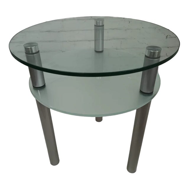 Vintage Glass and Chrome Side Table, 1980s For Sale