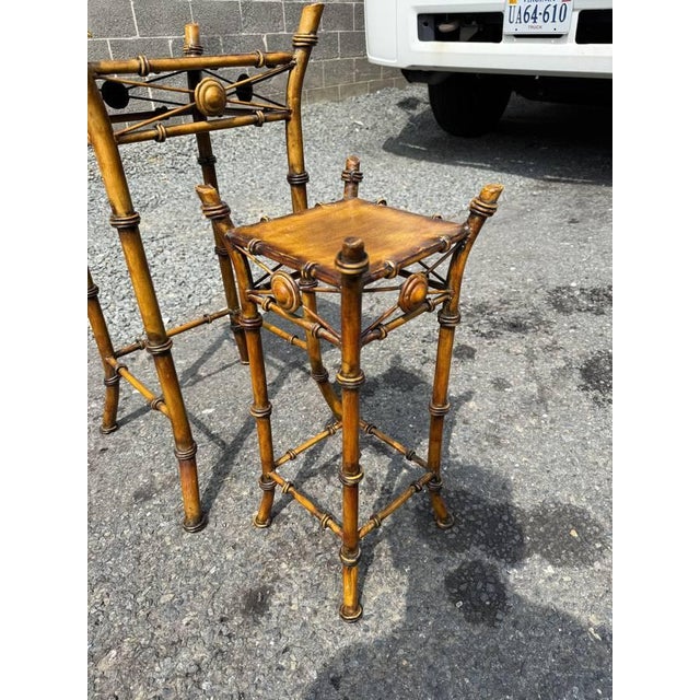 Late 20th Century Pair of Vintage Victorian Style Faux Bamboo Metal Nesting Plan Stands For Sale - Image 5 of 16