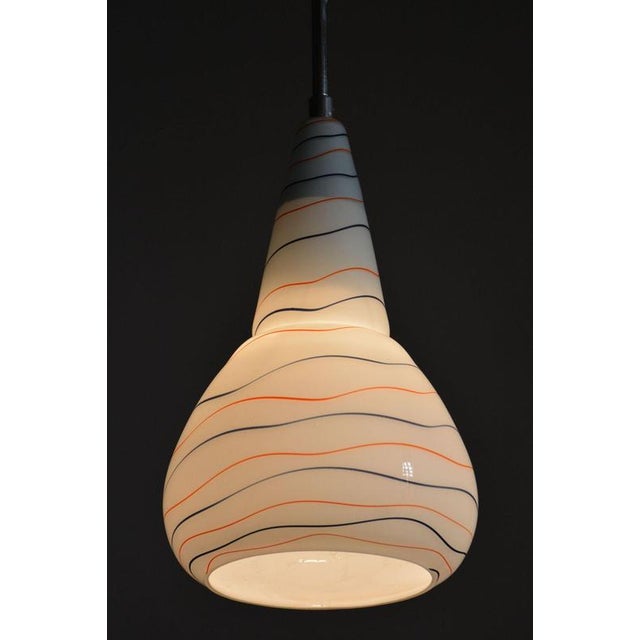 Mid-Century Czech Chromed Steel and Milk Glass Pendant Light, 1960s For Sale - Image 11 of 12