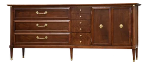 1960s Refinished Walnut Burl and Brass Mid Century Dresser