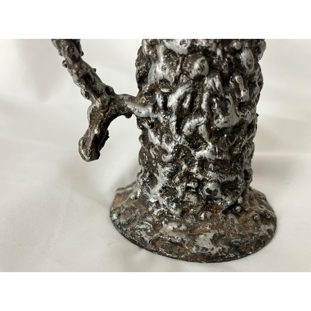 Metal Brutalist Hand-Forged Iron Vase For Sale - Image 7 of 8
