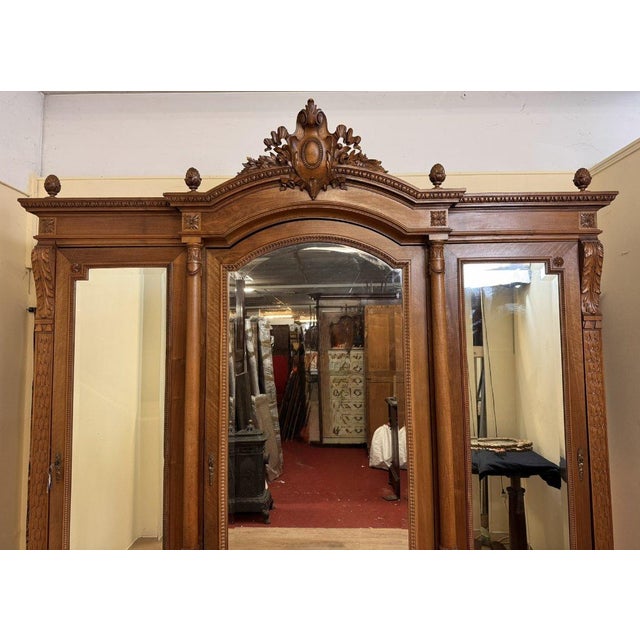 Louis XVI Style Walnut Wardrobe, 1850 For Sale - Image 3 of 10