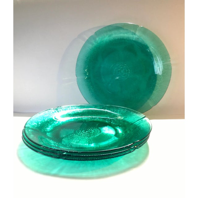 Vintage Forte Crisa Floral Green Glass Plates Set of 4 Chairish