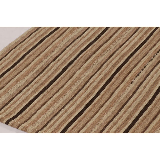 Rug & Kilim Rug & Kilim’s Contemporary Kilim in Brown and Black Textural Stripes For Sale - Image 4 of 9