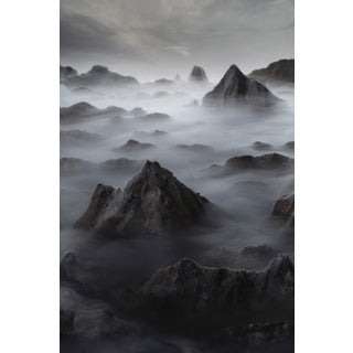 Mapless by Jenya Chernoff | Constructed diorama and framed giclée print of a misty landscape For Sale