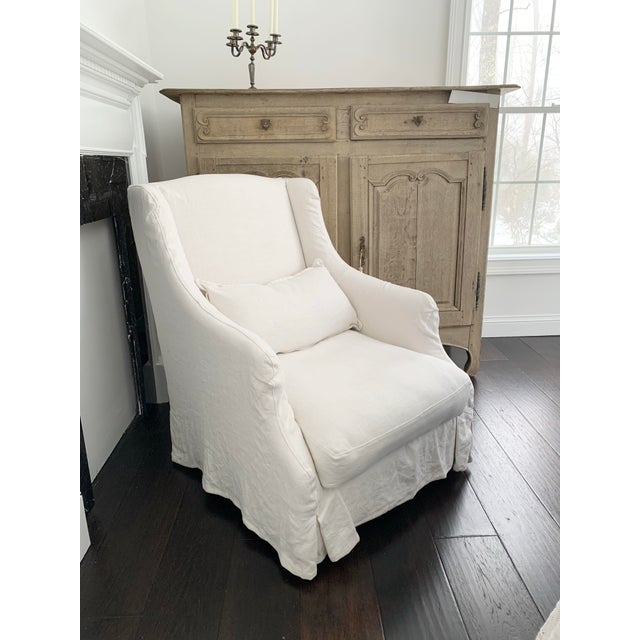 Shabby Chic Slipcovered Accent Chair and Pillow For Sale - Image 3 of 8