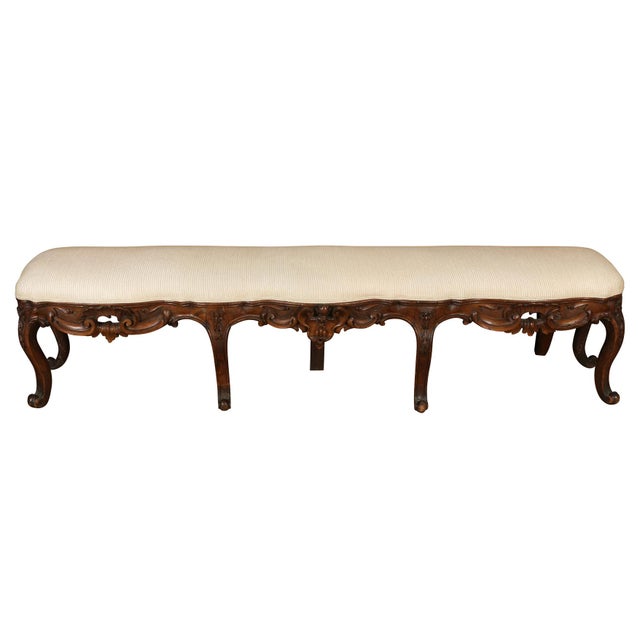 Rococo Early 19th Century Rococo Walnut Bench For Sale - Image 3 of 3