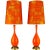 Metal Persimmon & Gamboge Stippled Glaze Table Lamps With Hand-Painted Shades - a Pair For Sale - Image 7 of 7