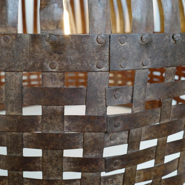 Vintage Industrial Iron Basket Cage Farmhouse Pendant Light For Sale In Los Angeles - Image 6 of 8