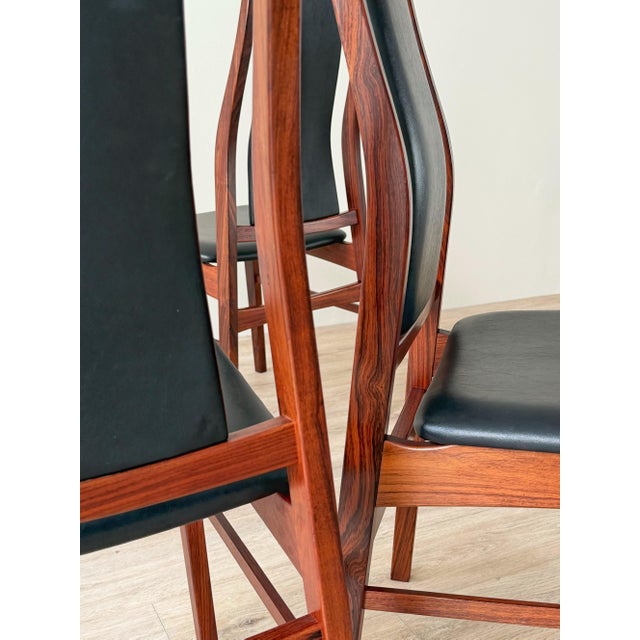 1960s Danish Mid-Century Rosewood High-Back Dining Chairs- A Set of 4 For Sale - Image 5 of 12