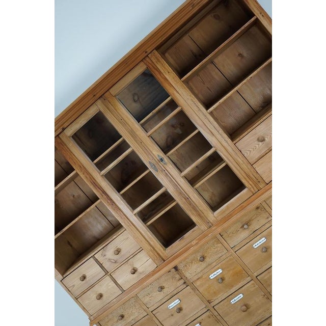 Brown Large Antique Early 20th Century German Pine Apothecary Cabinet For Sale - Image 8 of 18