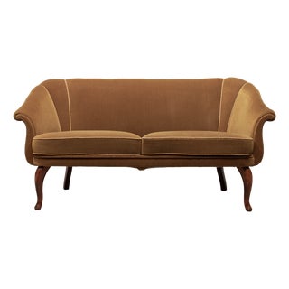 Swedish Two-Seater Sofa in Bronze-Coloured Velour, 1940s For Sale