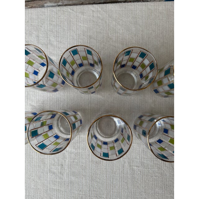 Metal Vintage Mid-Century Modern Geometric Tumblers - Set of 8 For Sale - Image 7 of 7
