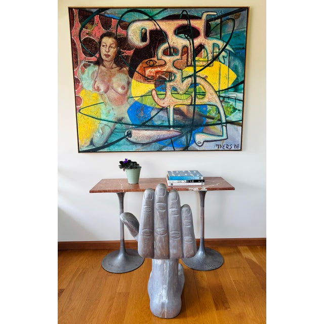 Measuring an impressive 48” x 60”, this commanding 2007 original oil on canvas titled “Postcard from Florida (Wish You...